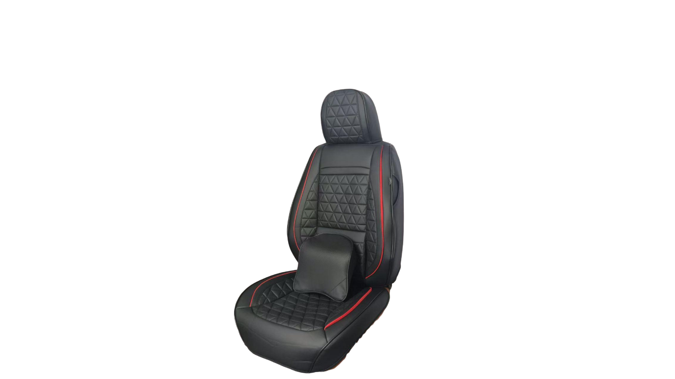 Leather Seat Cover-Black and Red Strip